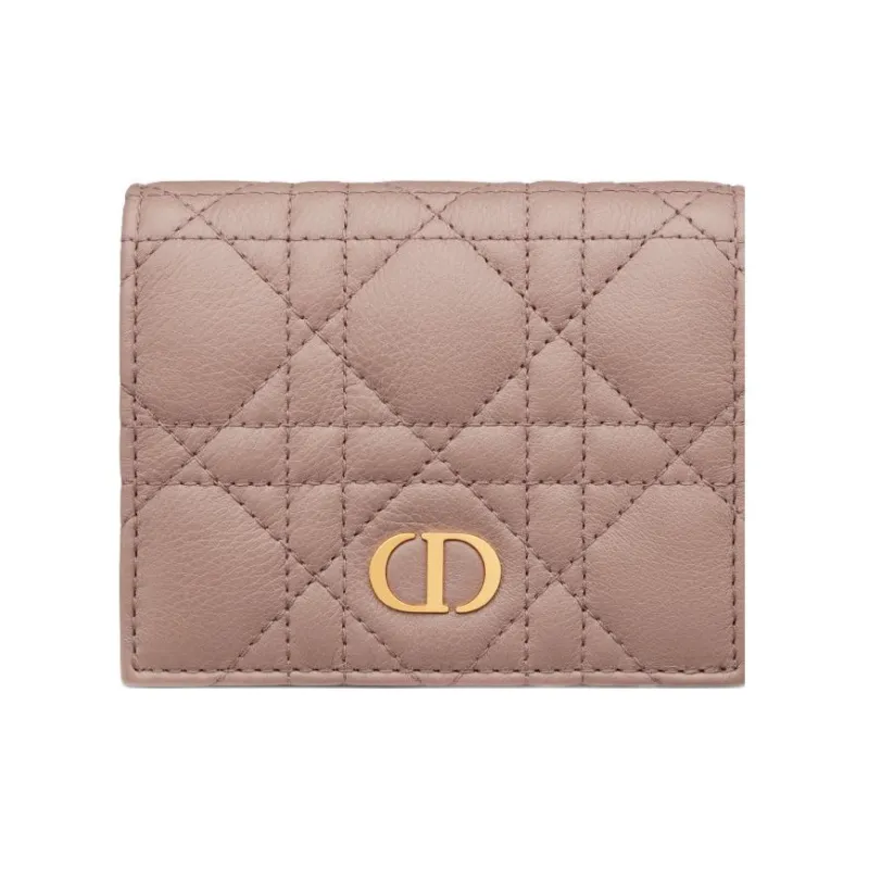 DIOR Caro Calfskin Wallet Mini Women's Pink-0