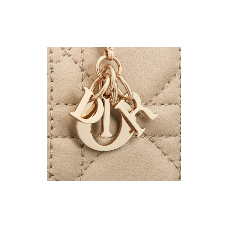 DIOR Lady Dior Lambskin Coin Purse Wallet Trumpets Women's Sand-4