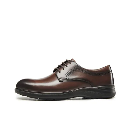 KANGNAI Dress Shoes Men Low-Top Light Brown