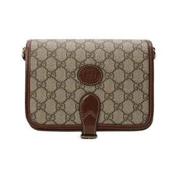 GUCCI Leather Messenger Bag, Trunk Bag, Shoulder Bag, Crossbody Bag Mini Unisex Brown