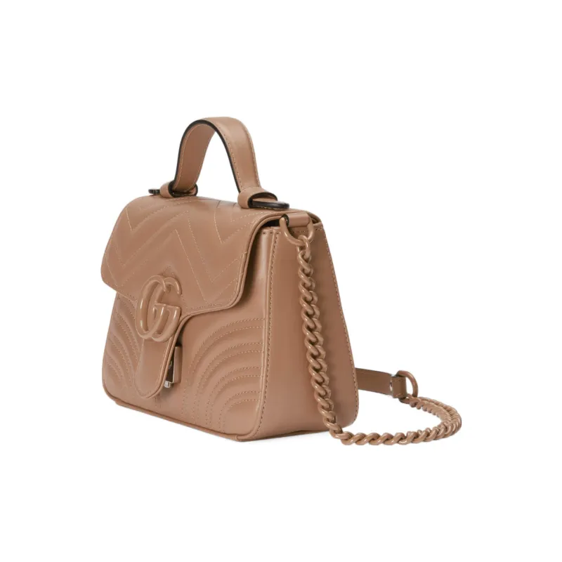 GUCCI GG Marmont Leather Messenger Bag Chain Shoulder Bag Crossbody Bag Handbag Mini Women's Rose Beige-2
