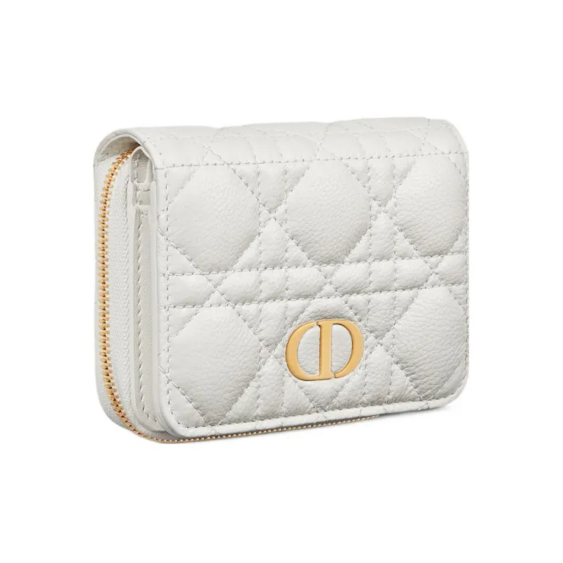 DIOR Calfskin Wallet Women's Silver Gray-1