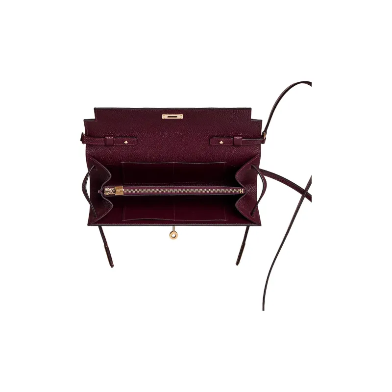 HERMES Kelly To Go Epsom Leather Shoulder Bag Crossbody Bag Women's 57 Bordeaux Red-2