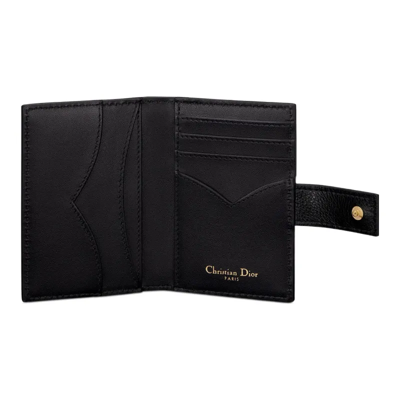 DIOR Caro Calfskin Card Holder Wallet Women's Black-3