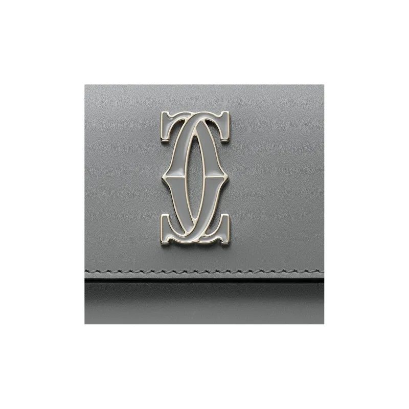 CARTIER Calfskin Wallet Mini Women's Gray-4