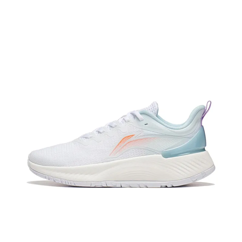 LiNing YueYing Element Anti Slip And Wear Resistant Breathable Low Top Running Shoes Women's White Blue-0