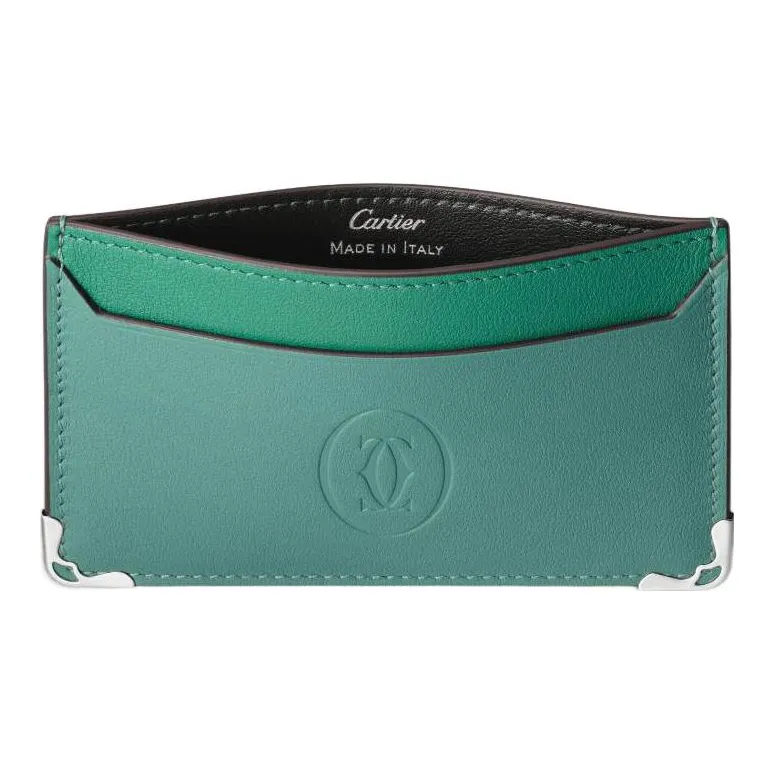 CARTIER Must De Cartier Calfskin Card Holder Women's Sand Gold Stone Color-2