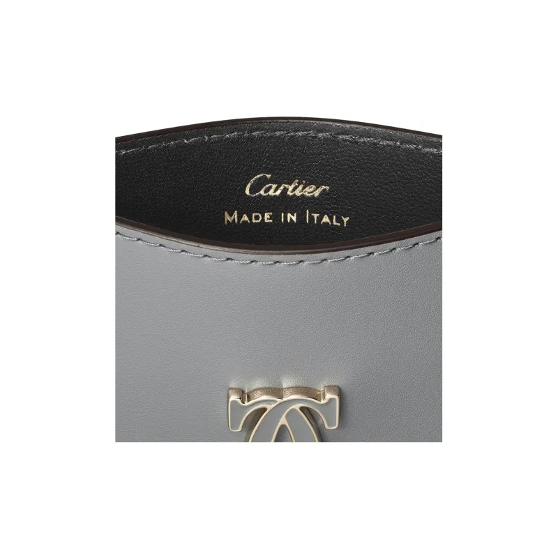 CARTIER Calfskin Card Holder Women's Gray-5