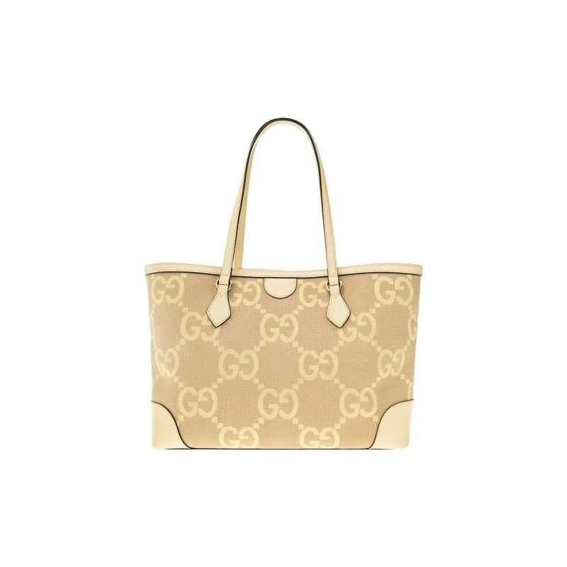 GUCCI Ophidia Canvas With Leather Tote Bag, Shopping Bag, Canvas Bag, Handbag Medium Size Women's Beige/Yellow-2