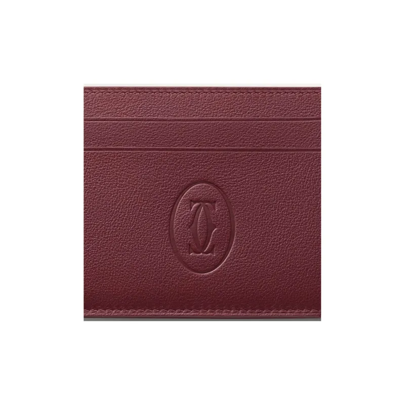 CARTIER Must De Cartier Calfskin Card Holder Women's Burgundy-4