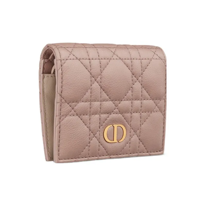 DIOR Caro Calfskin Wallet Mini Women's Pink-1