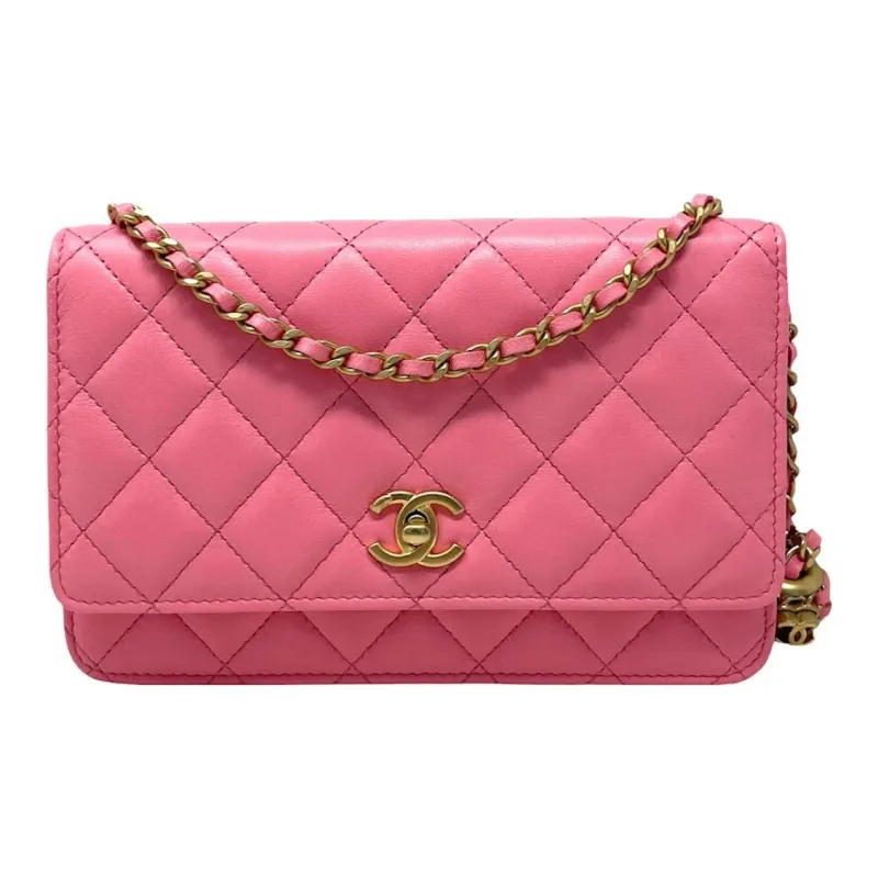 CHANEL WOC Lambskin Wallet On Chain, Shoulder Bag, Crossbody Bag Women's Pink-0