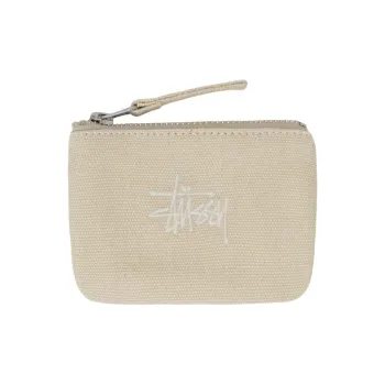 Stussy Cotton Canvas Bag Coin Wallet Purse Regular Unisex White