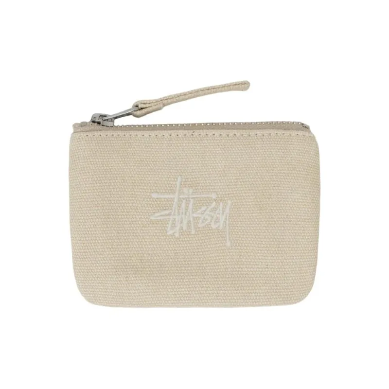 Stussy Cotton Canvas Bag Coin Wallet Purse Regular Unisex White-0