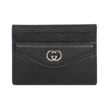 GUCCI Leather Card Holder Men's Black