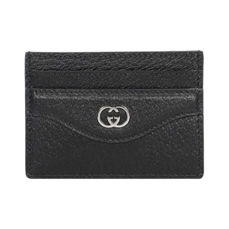 GUCCI Leather Card Holder Men's Black-0