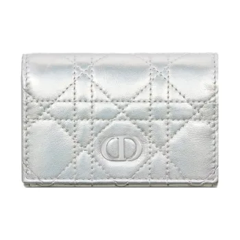 DIOR Caro Sheepskin Wallet Extra Small Women's Silver
