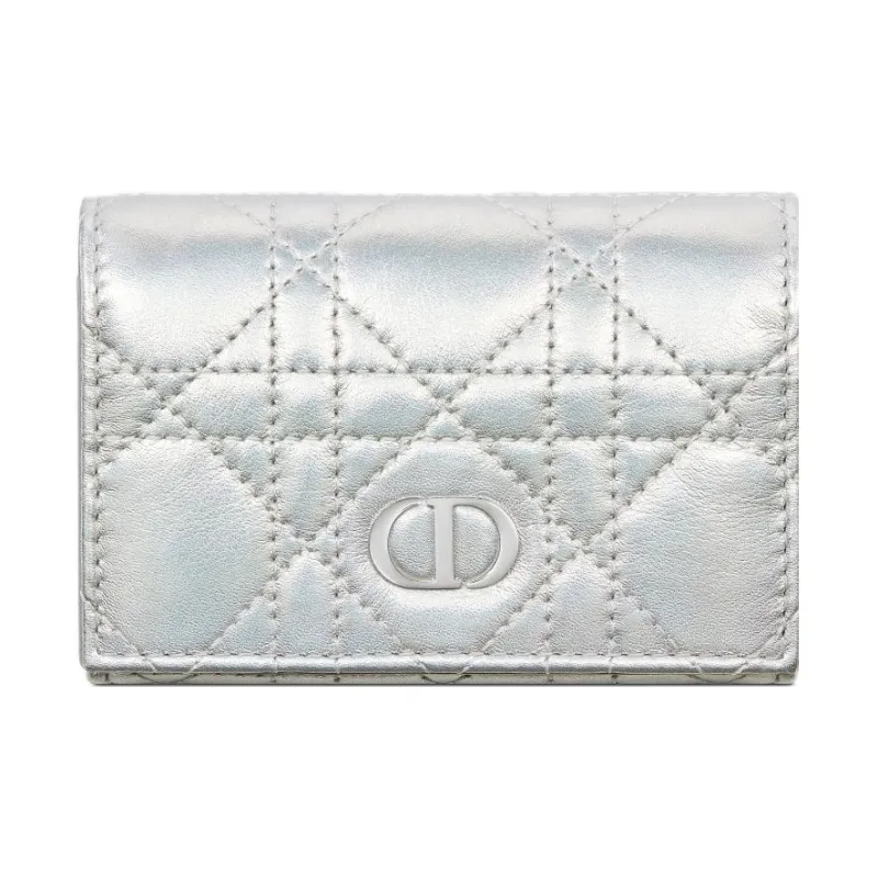 DIOR Caro Sheepskin Wallet Extra Small Women's Silver-0