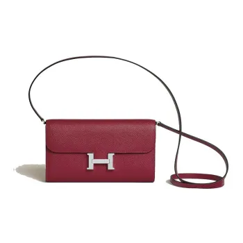HERMES Constance Long To Go Epsom Calfskin Wallets Handheld Shoulder Bag Crossbody Bag Women's B5 Rubis Gemstone Red
