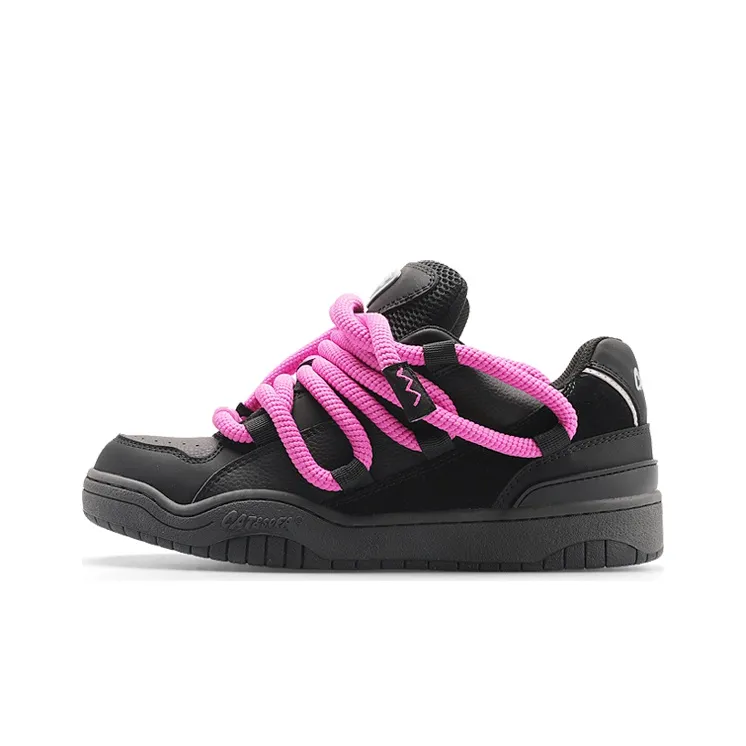 Cat&Sofa Dreadlocks Series Low Top Skateboard Shoes Unisex Black Pink-0