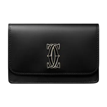 CARTIER Calfskin Card Holder Women's Black