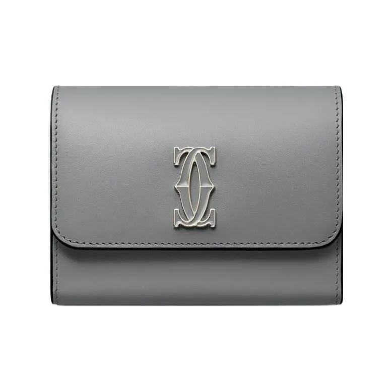 CARTIER Calfskin Wallet Mini Women's Gray-0
