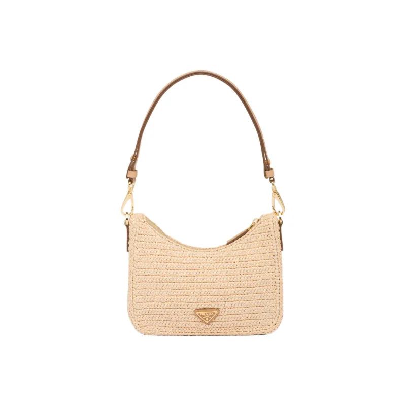 PRADA Re Edition Straw And Wicker Shoulder Bag Women's Tan/Natural-1