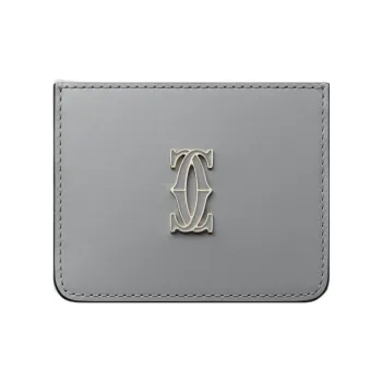 CARTIER Calfskin Card Holder Women's Gray