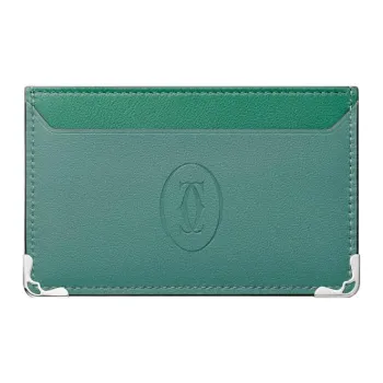 CARTIER Must De Cartier Calfskin Card Holder Women's Sand Gold Stone Color