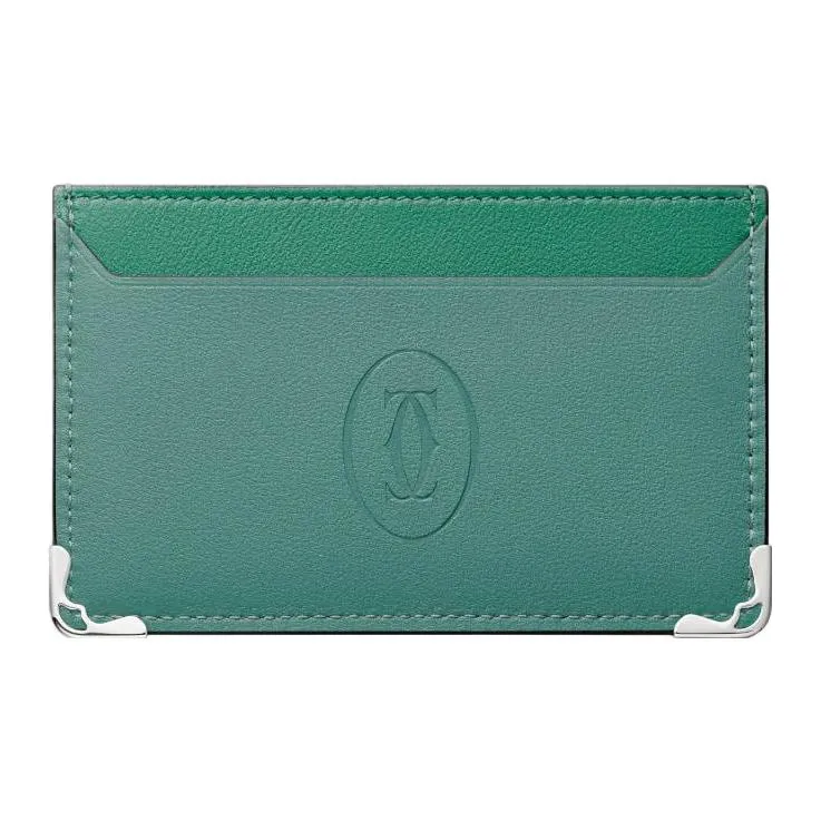 CARTIER Must De Cartier Calfskin Card Holder Women's Sand Gold Stone Color-0