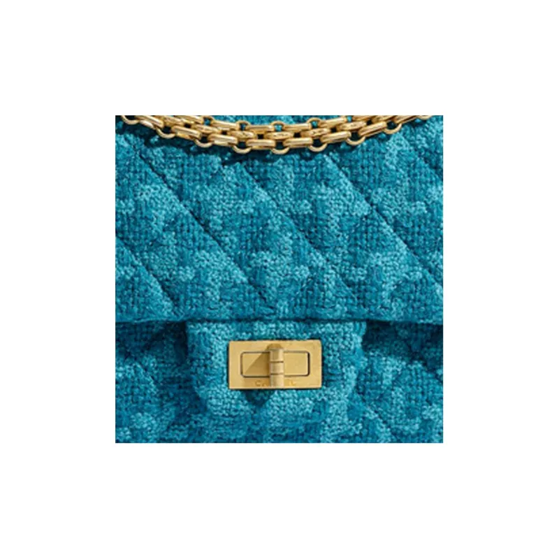 CHANEL 2.55 Fabric Crossbody Bag, Shoulder Bag Women's Blue-4
