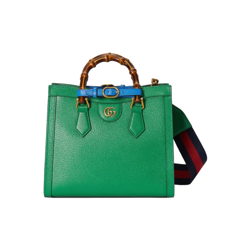 GUCCI Diana Leather Tote Bag Shopping Bag Shoulder Bag Handbag Small Size Women's Green-5