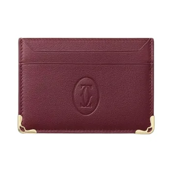 CARTIER Must De Cartier Calfskin Card Holder Women's Burgundy