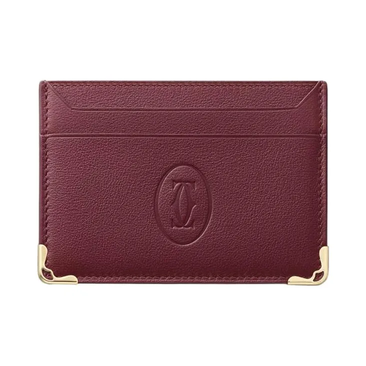 CARTIER Must De Cartier Calfskin Card Holder Women's Burgundy-0