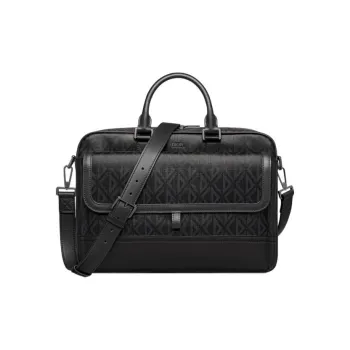 DIOR Canvas With Smooth Calfskin Portable Briefcase Men's Black