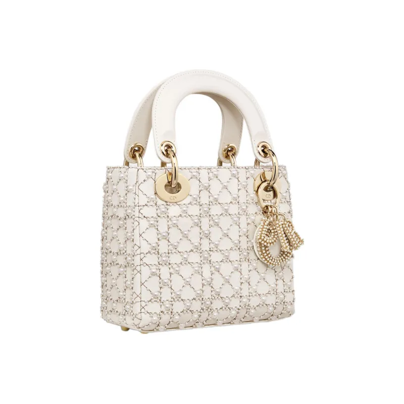 DIOR Lady Dior Cow Leather Dior Bag Shoulder Bag Crossbody Bag Handbag Mini Women's Milk White-2