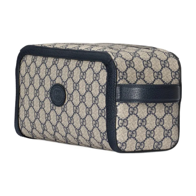 GUCCI Canvas With Leather Binding Clutches Toiletry Bags Unisex Beige/Blue-2