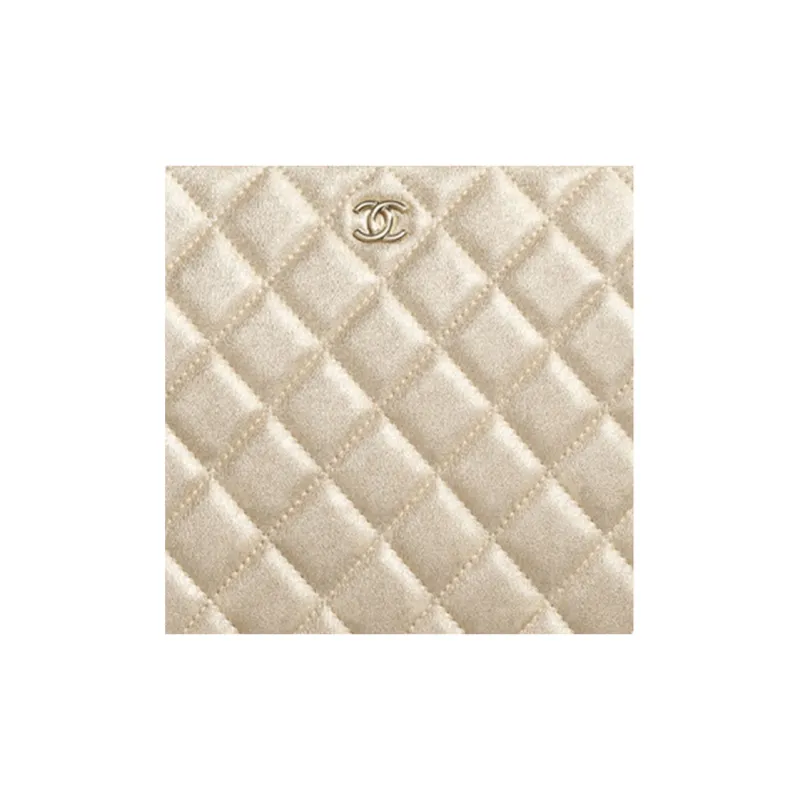 CHANEL Lambskin & Metal Wallet Clutch Women's Gold-4