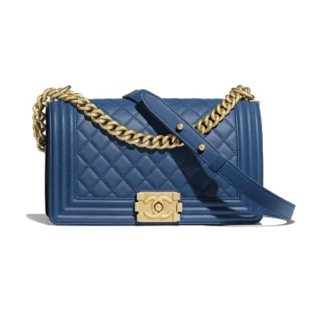 CHANEL Leboy Calfskin Shoulder Bag, Crossbody Bag Women's Blue