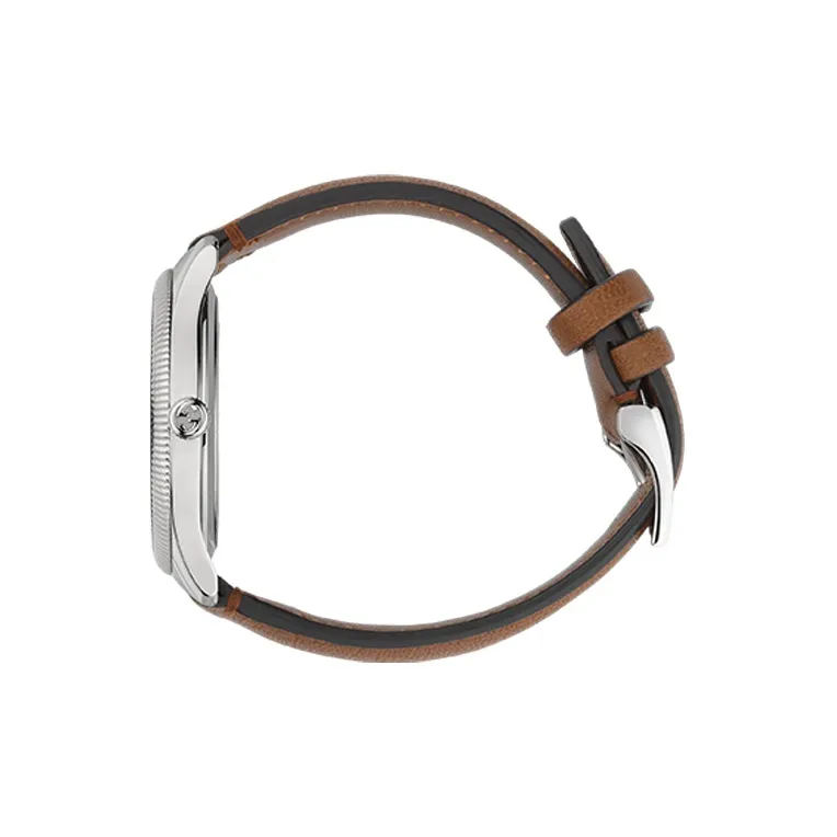GUCCI G Timeless Collection Wrist Watch Automatic Mechanical Movement Leather Strap Beige Watch Dial Men's Watches-2