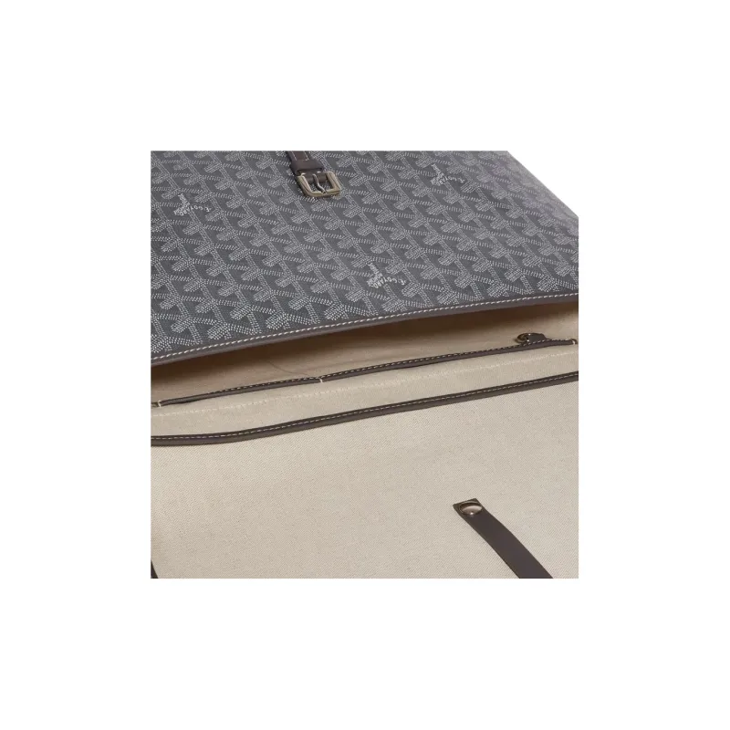 GOYARD CAPETIEN Canvas With Leather Envelope Bag Messenger Bag Crossbody Bag Shoulder Bag Medium Size Unisex Gray-3