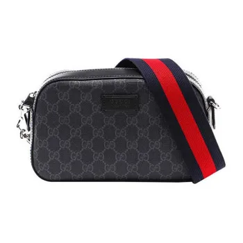 GUCCI Canvas With Leather Camera Bags Crossbody Bag Shoulder Bag Men's Black Gray Color