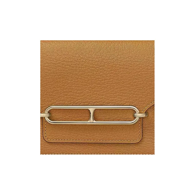 HERMES Roulis Goatskin Clutch Fanny Pack Wallet Women's 28 Caramel Caramel-3