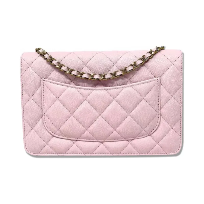 CHANEL WOC Grain Embossed Cow Leather Wallet On Chain, Shoulder Bag, Crossbody Bag Women's Pink-1