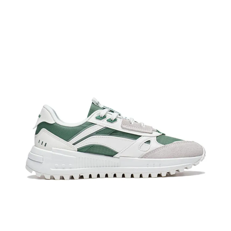 LiNing Wind Rider 2.0 Anti Slip Wear Resistant Low Top Sports Casual Shoes Women's White Gray Green-1