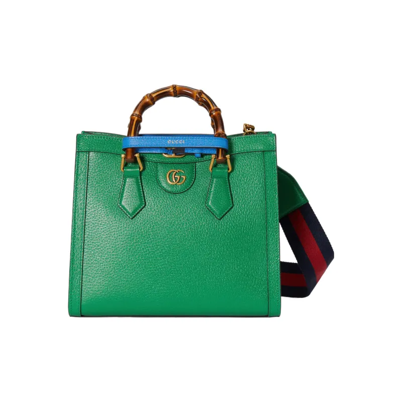 GUCCI Diana Leather Tote Bag Shopping Bag Shoulder Bag Handbag Small Size Women's Green-0