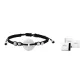 White Jade Peaceful Buckle Black Cord Bracelet (White Minimalist Style Box)