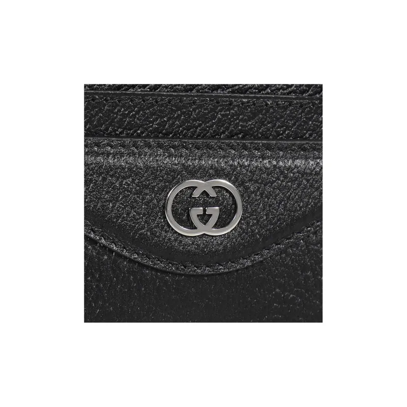 GUCCI Leather Card Holder Men's Black-2