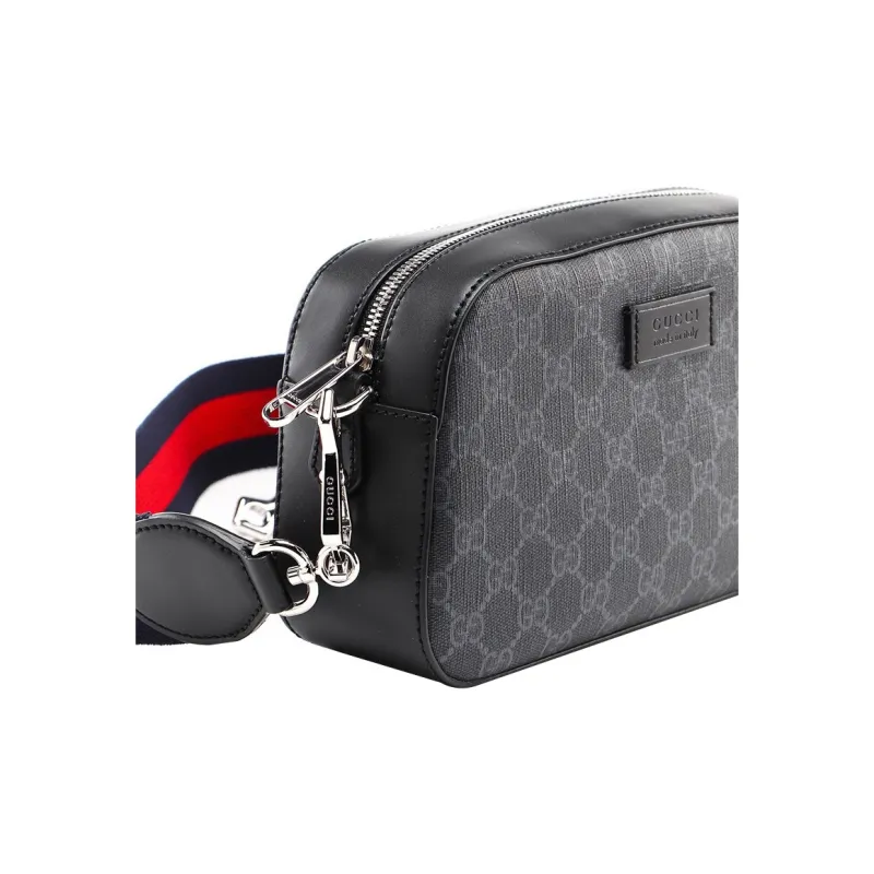 GUCCI Canvas With Leather Camera Bags Crossbody Bag Shoulder Bag Men's Black Gray Color-3