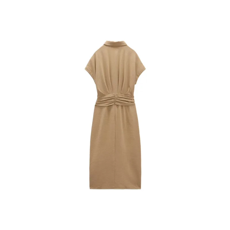 ZARA Short-Sleeved Dresses Women's Beige-1